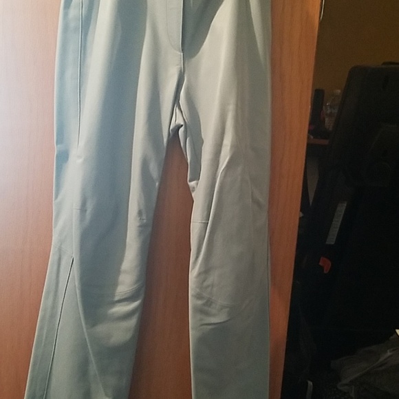 light blue leather pants